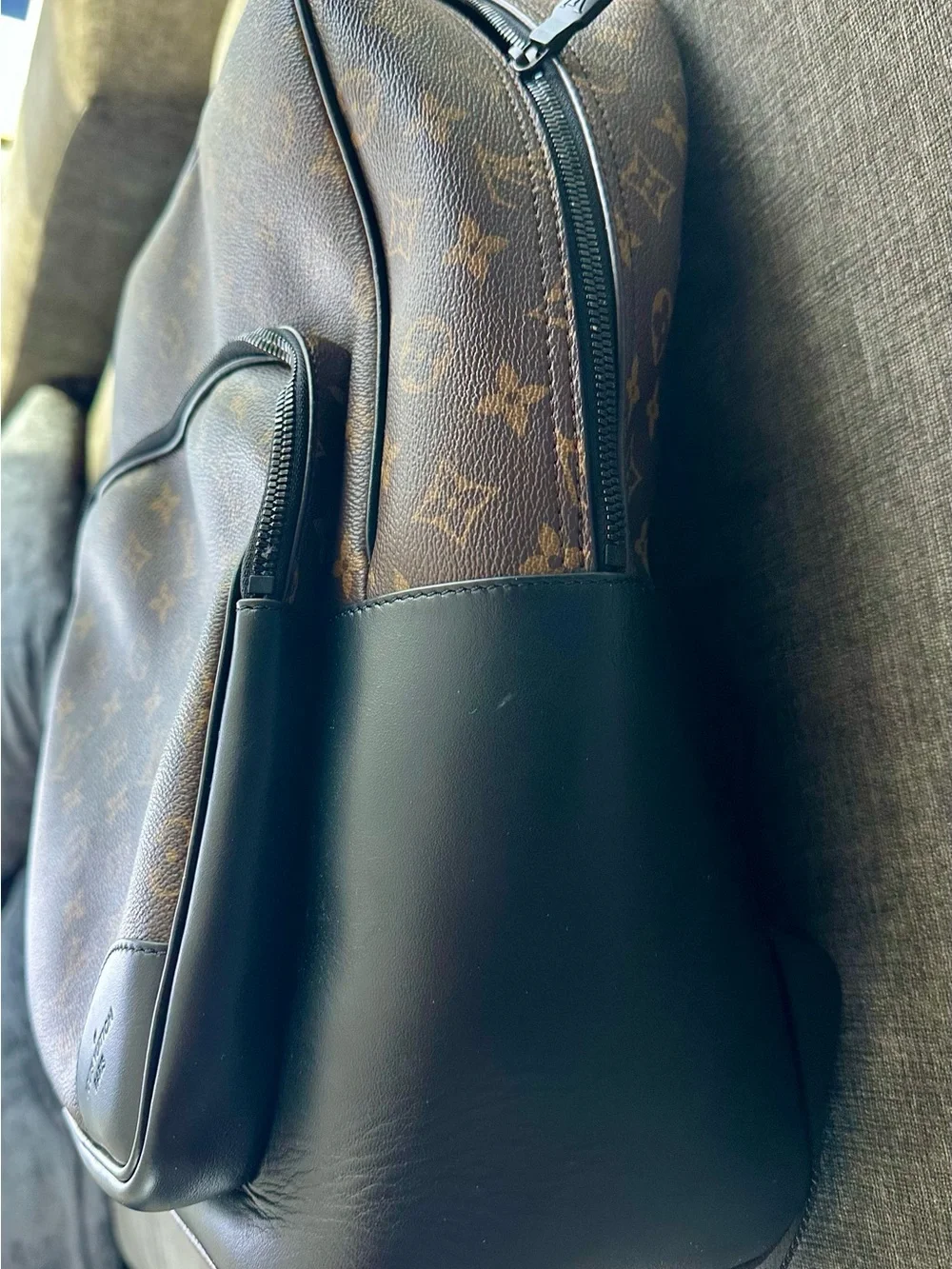 Louis Vuitton Brown Monogram Canvas Backpack with Black Trim